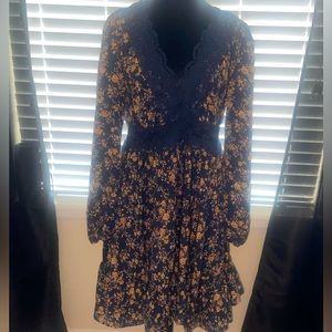Dark blue flower patterned dress
